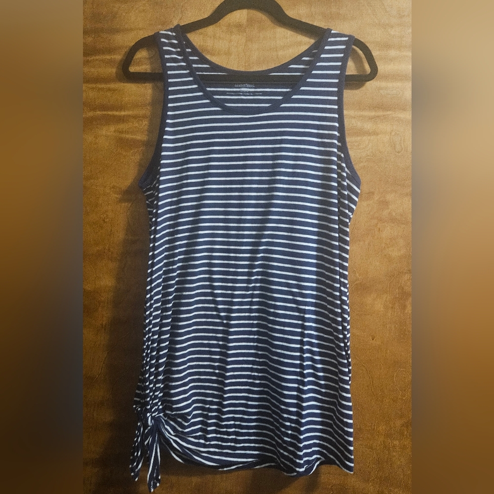 Motherhood Navy and White Striped Tank Top